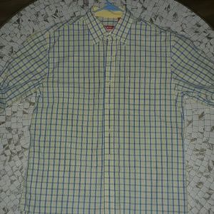 Izod Men's Yellow, Blue & White Button-down